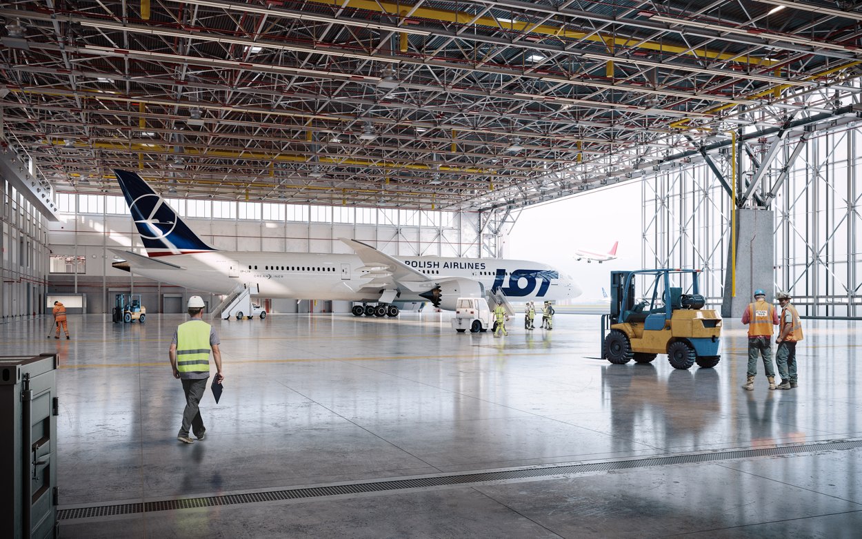 Inside the LOTAMS hangar with LOT aircraft - Rzeszów-Jasionka