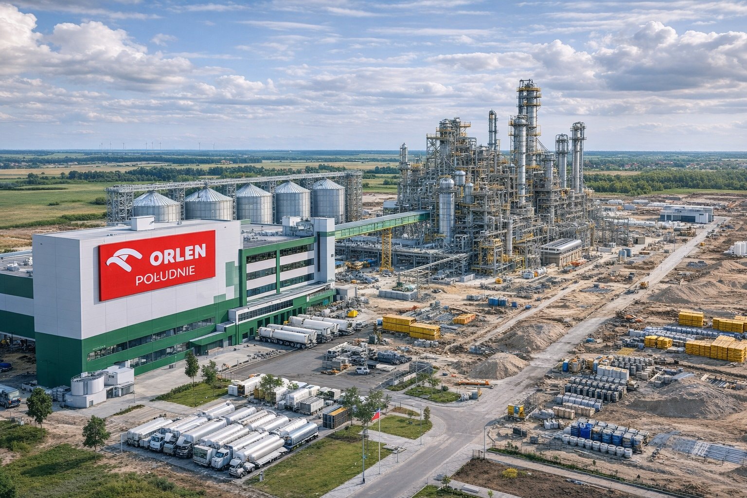 Aerial view of the Orlen Południe plant in Kętrzyn